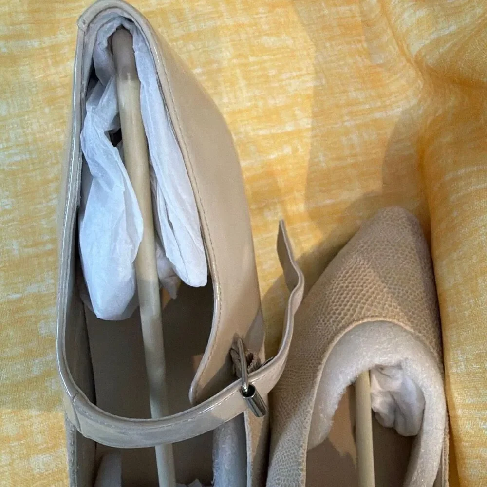 Ros Hommerson Kiki Heels Cream Sz 10 Lizard Leather New